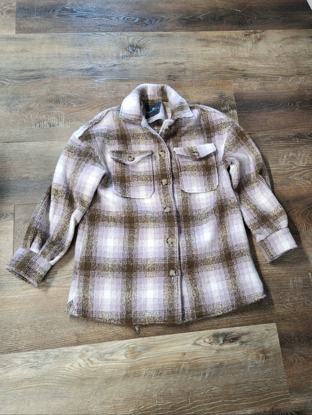 Bagatelle "Avebury Les Filles" Plaid Fleece Shacket Jacket, Small, Style#69662 - Picture 12 of 16